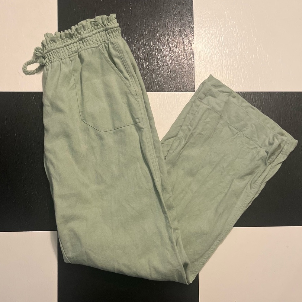 Simply Blessed Sage Green Linen Drawstring Pants